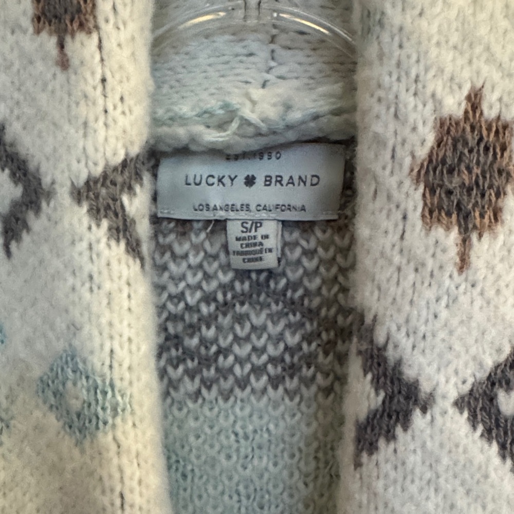 Lucky Brand Western Style Fringe blanket sweater jacket - Picture 4 of 9